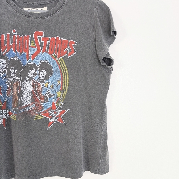 People Of Leisure Band Tee Rolling Stones Graphic Top LA Organic T-shirt Small - Picture 3 of 9